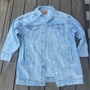 American Eagle Oversized Long Boyfriend Jean Jacket